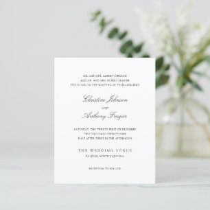 Carton d'invitation de mariage classique noir et b