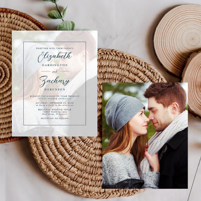 Carton d'invitation de mariage écriture sarcelle B (Créateur téléchargé)