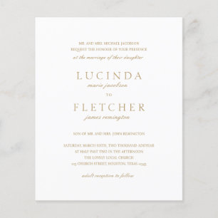 Carton d'invitation de mariage élégant à budget do