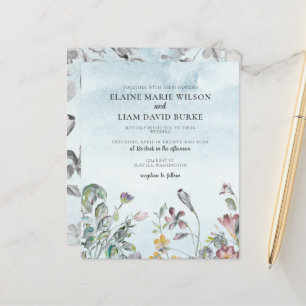 Carton d'invitation de mariage fleurs champêtres b