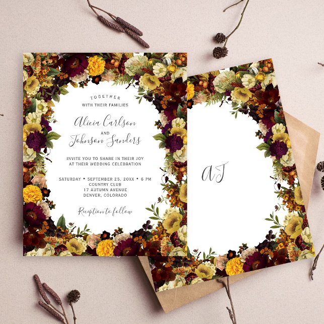Carton d'invitation de mariage floral à petit budg (Créateur téléchargé)