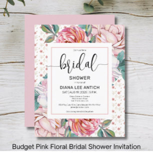 Carton d'invitation de mariage floral rose à petit