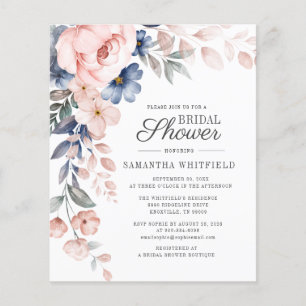 Carton d'invitation de mariage floral rose à petit