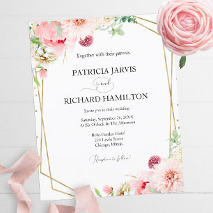 Carton d'invitation de mariage géométrique floral 