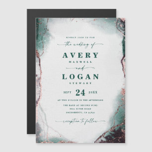 Carton d'invitation de mariage magnétique vert éme