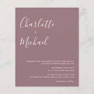 Carton d'invitation de mariage mauve minimaliste b