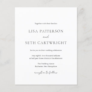 Carton d'invitation de mariage minimaliste classiq