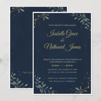 Carton d'invitation de mariage Navy Luxe Gala de M