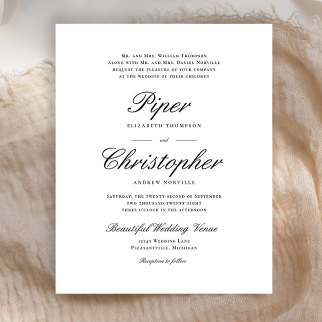 Carton d'invitation de mariage noir à l'écriture c (Créateur téléchargé)