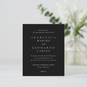 Carton d'invitation de mariage noir classique simp