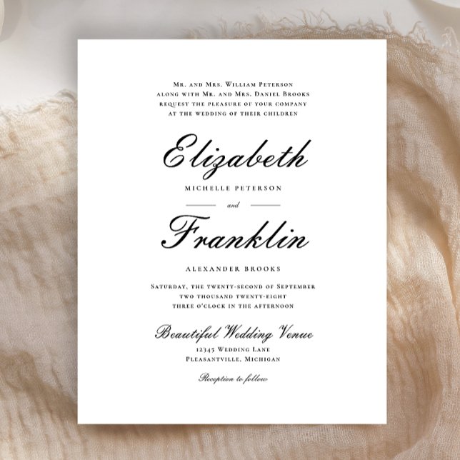 Carton d'invitation de mariage noir et blanc forme (Créateur téléchargé)