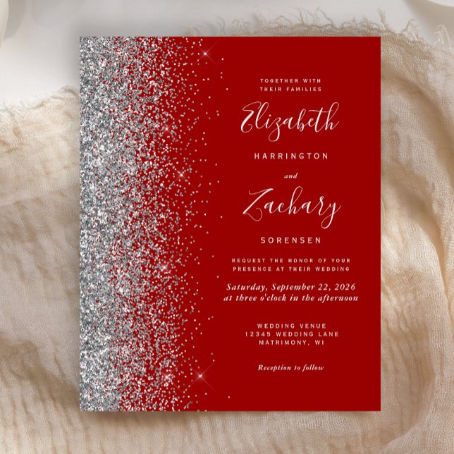 Carton d'invitation de mariage pailleté argent cra (Créateur téléchargé)