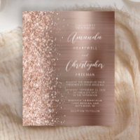 Carton d'invitation de mariage pailleté Glam Rose