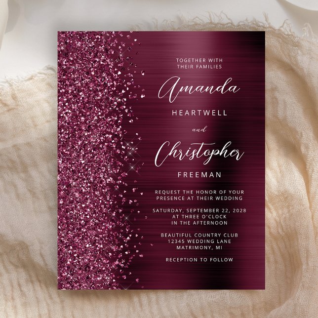 Carton d'invitation de mariage pailleté glamour de (Créateur téléchargé)