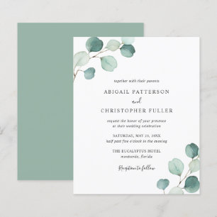 Carton d'invitation de mariage pas cher Eucalyptus