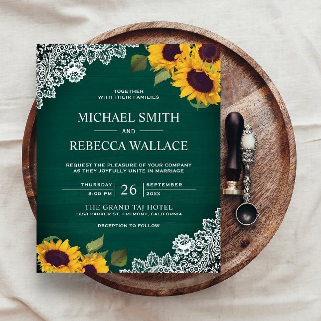 Carton d'invitation de mariage pas cher Tournesol  (Créateur téléchargé)