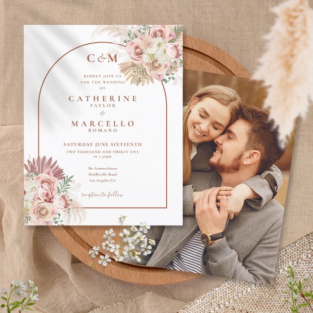 Carton d'invitation de mariage photo de monogramme (Créateur téléchargé)