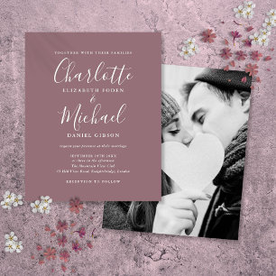 Carton d'invitation de mariage photo de script mau