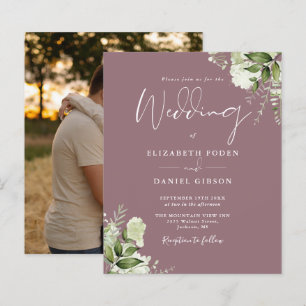 Carton d'invitation de mariage photo feuillage mau