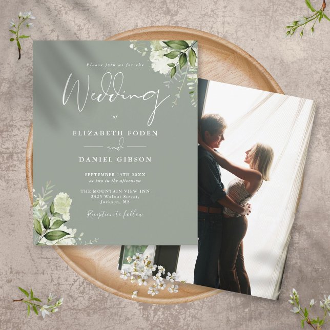 Carton d'invitation de mariage photo feuillage ver (Créateur téléchargé)