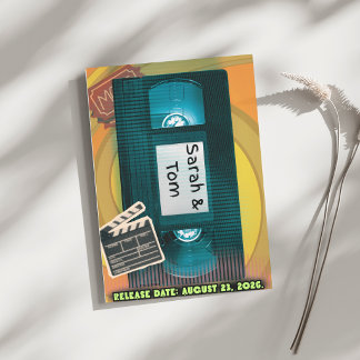 Carton d'invitation de mariage rétro années 90