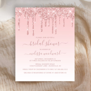 Carton d'invitation de mariage rose à paillettes B