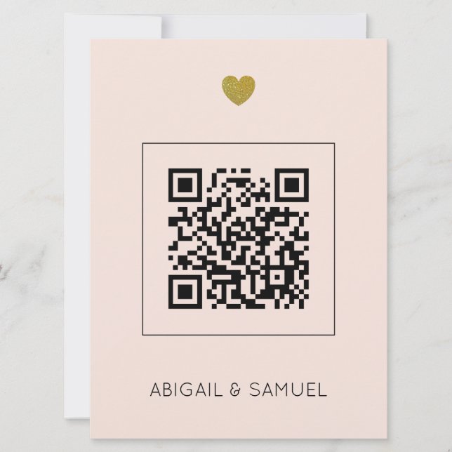 Carton d'invitation de mariage rose pastel budgéta (Devant)