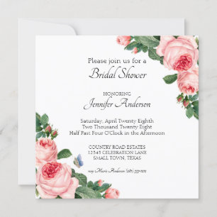 Carton d'invitation de mariage rose rougeoyante
