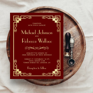 Carton d'invitation de mariage rouge budget Art Dé