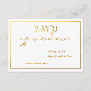 Carton d'invitation de mariage RSVP feuille d'or