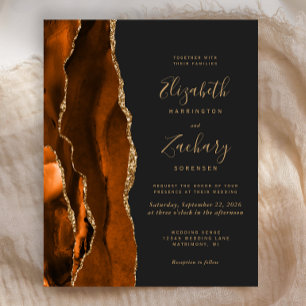 Carton d'invitation de mariage sombre Budget Burnt