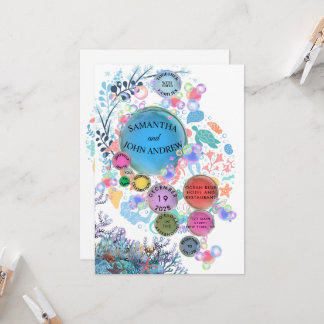 Carton d'invitation de mariage sous l'eau