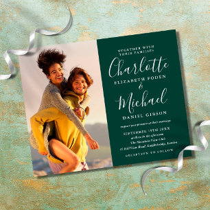 Carton d'invitation de mariage vert émeraude à pet