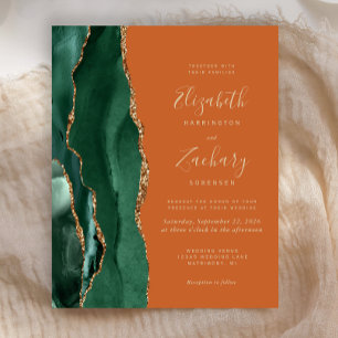 Carton d'invitation de mariage Vert Émeraude Agate