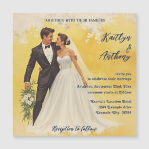 Carton d'invitation de mariage vintage style Belle