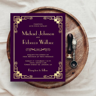 Carton d'invitation de mariage violet bon marché A