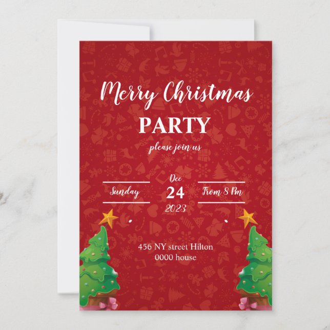 Carton d'invitation de Noël joyeux, carte de Noël  (Devant)
