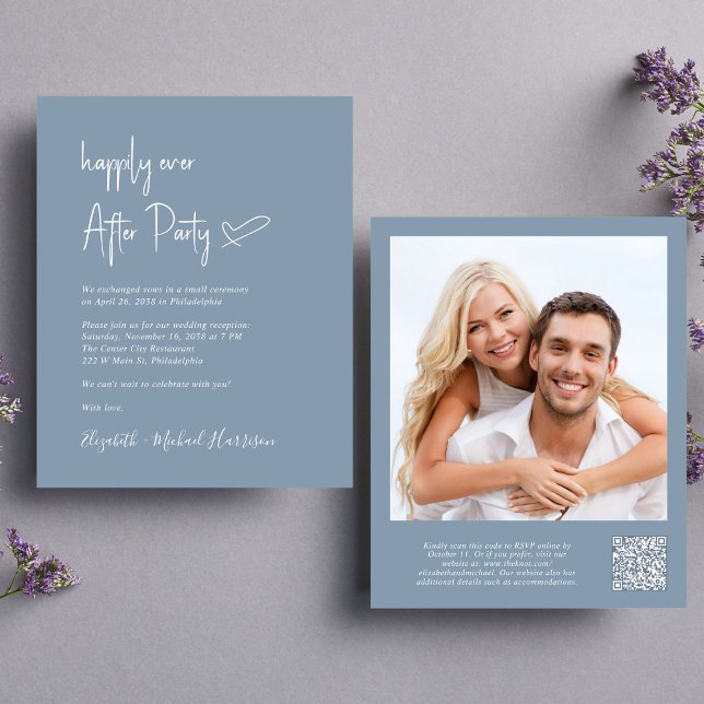 Carton d'invitation de réception de mariage avec c (An chic Happily Ever After Party all-in-one invitation for your wedding celebration)