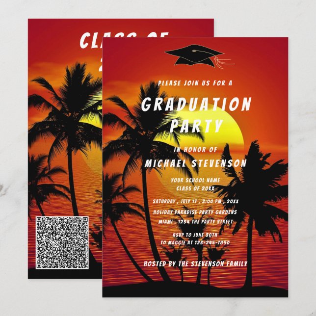 Carton d'invitation de remise de diplômes avec cod (Devant / Derrière)