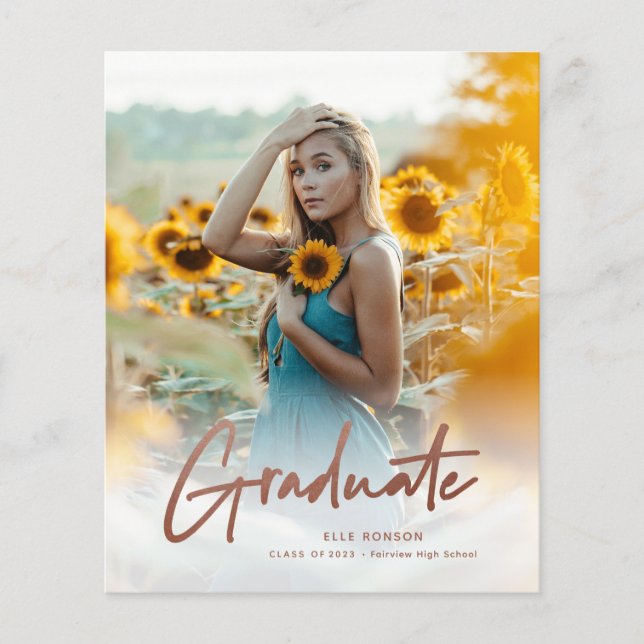 Carton d'invitation de remise de diplômes photo ro (Devant)