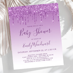 Carton d'invitation glamour à paillettes violettes