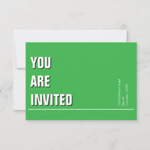 Carton d'invitation minimaliste vert Kelly pour ég