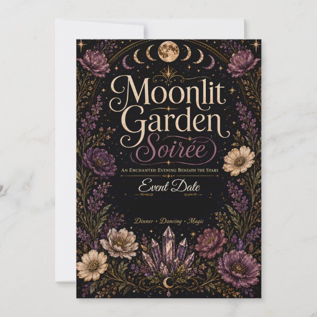 Carton d'invitation plat pour soirée de jardin au  (Devant)