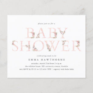 Carton d'invitation pour Baby Shower fille de type