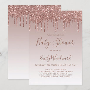Carton d'invitation pour Baby Shower Fille Paillet