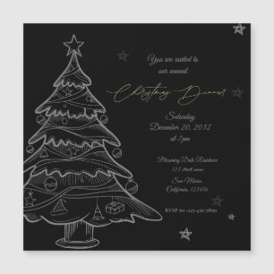Carton d'invitation pour dîner au sapin de Noël su