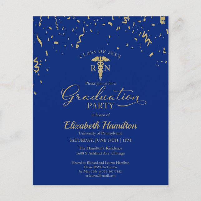 Carton d'invitation pour la fête de fin d'études à (Devant)