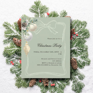 Carton d'invitation pour la fête de Noël avec noeu