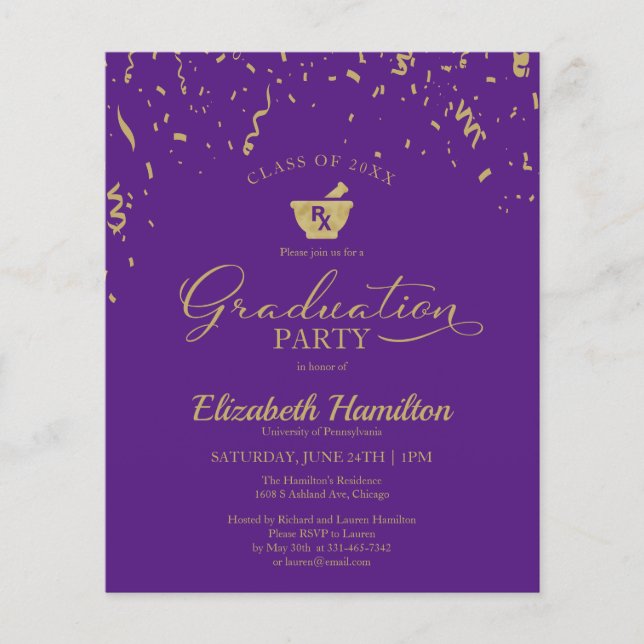 Carton d'invitation pour la remise des diplômes de (Devant)