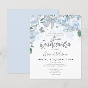 Carton d'invitation pour Quinceanera papillon budg